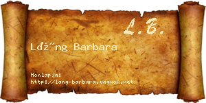 Láng Barbara névjegykártya